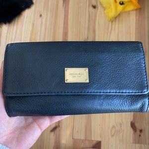 Michael Kors Black Leather Trifold Wallet
